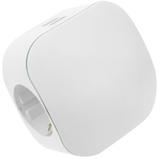 Multiplicador de clavija enchufe schuko triple de color blanco con cargador USB 5VDC