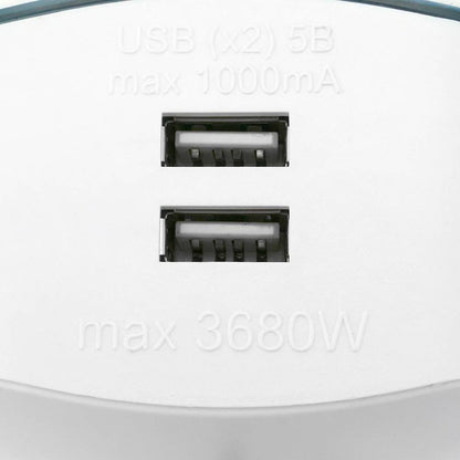 Multiplicador de clavija enchufe schuko triple de color blanco con cargador USB 5VDC