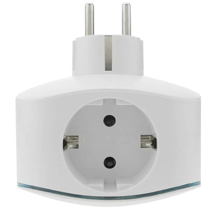 Multiplicador de clavija enchufe schuko triple de color blanco con cargador USB 5VDC