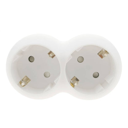 Multiplicador adaptador de clavija enchufe schuko doble blanco redondeado