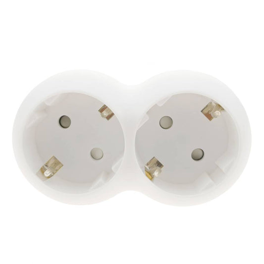 Multiplicador adaptador de clavija enchufe schuko doble blanco redondeado