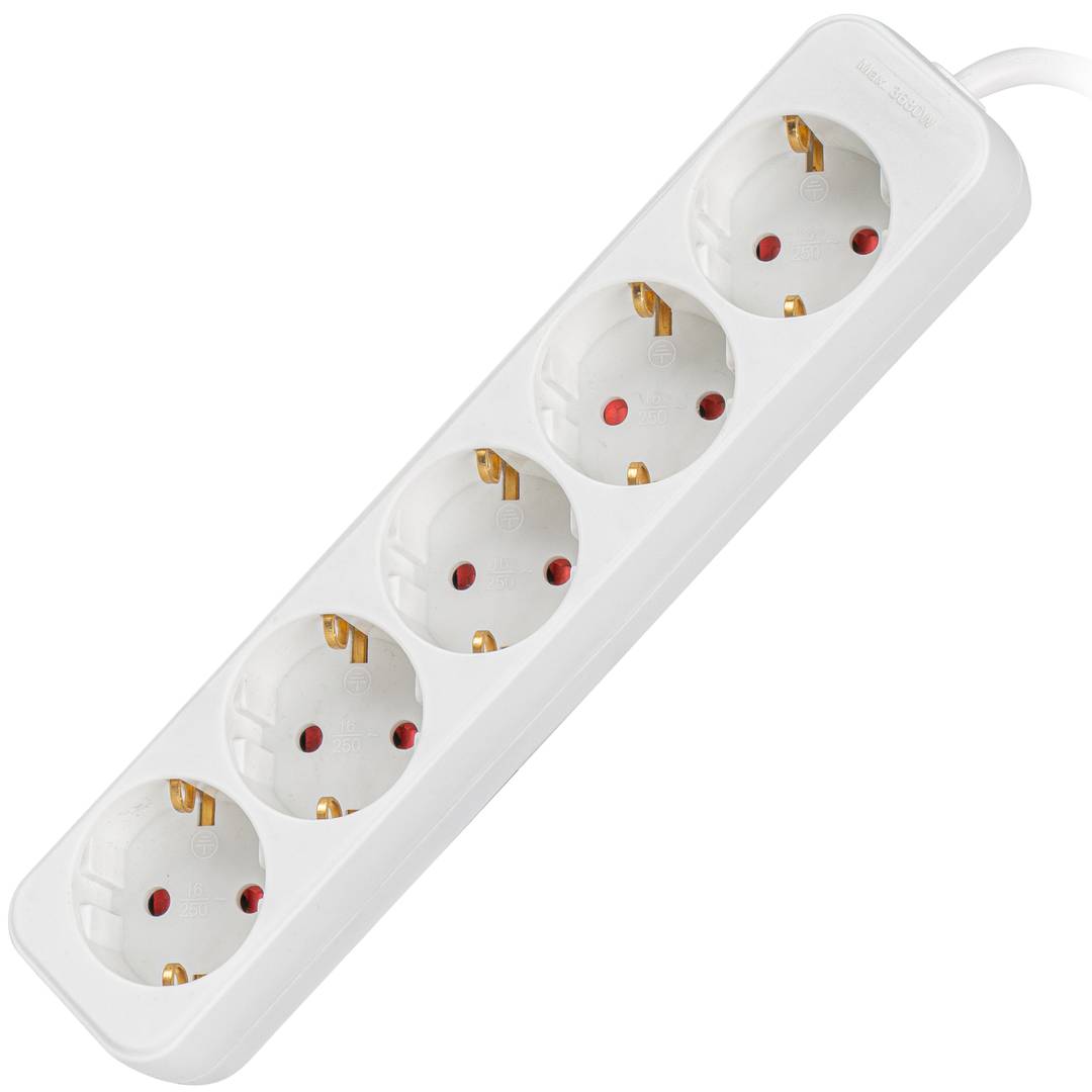 Regleta de enchufes 5 schuko 10A cable 1.5 metros blanco