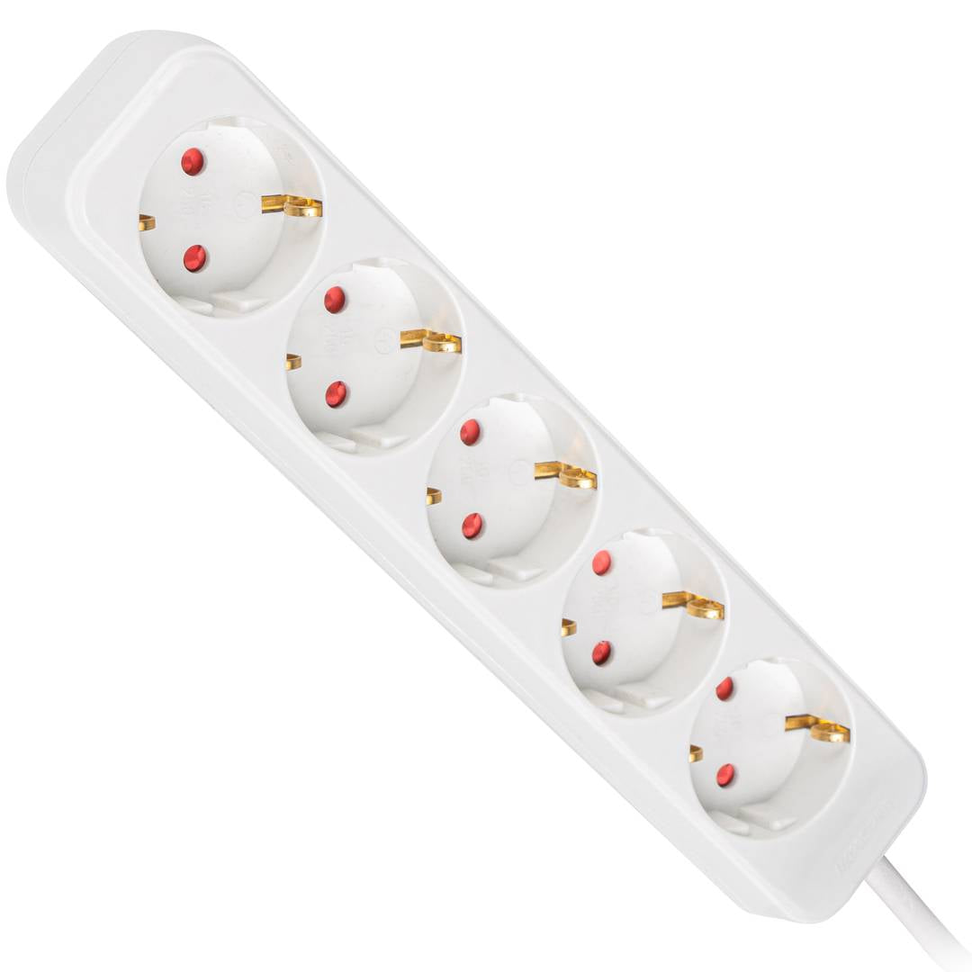 Regleta de enchufes 5 schuko 10A cable 1.5 metros blanco