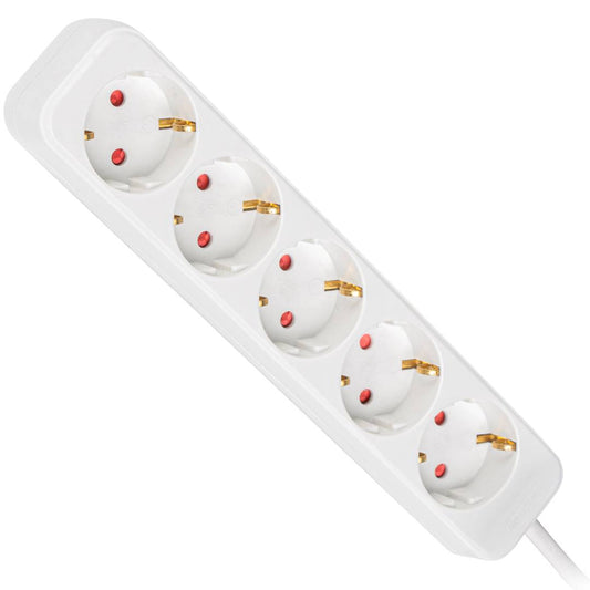 Regleta de enchufes 5 schuko 10A cable 1.5 metros blanco