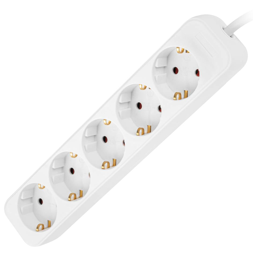 Regleta de enchufes 5 schuko 10A cable 1.5 metros blanco