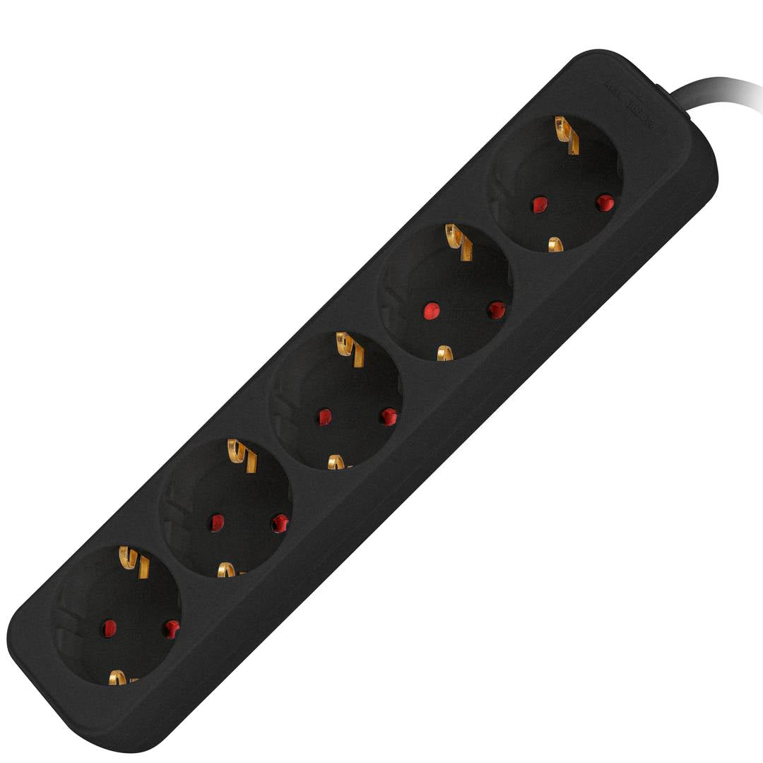 Regleta de 5 enchufes Schuko color negro 3 m de Lanberg PS0-05F-0300-BK