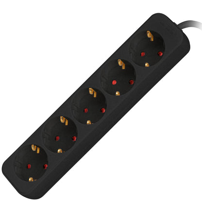 Regleta de 5 enchufes Schuko color negro 3 m de Lanberg PS0-05F-0300-BK