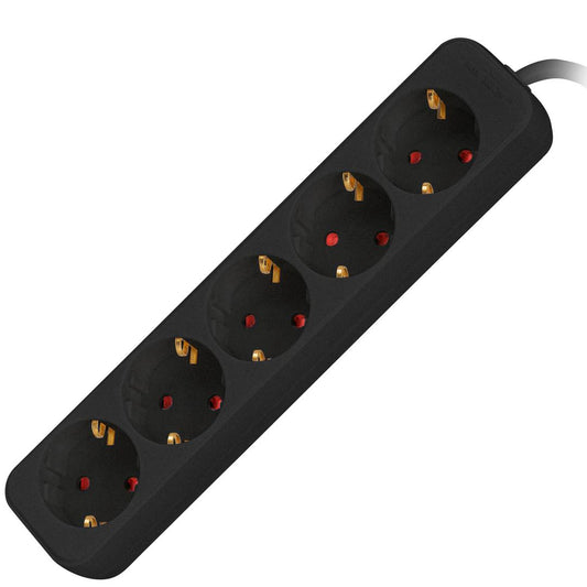 Regleta de 5 enchufes Schuko color negro 3 m de Lanberg PS0-05F-0300-BK