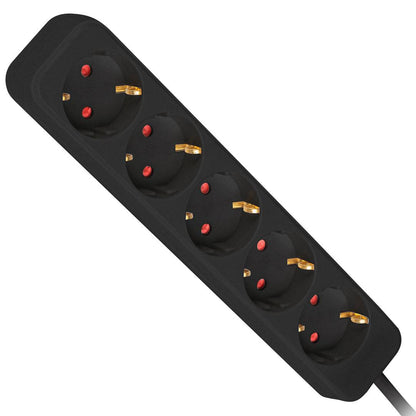 Regleta de 5 enchufes Schuko color negro 3 m de Lanberg PS0-05F-0300-BK