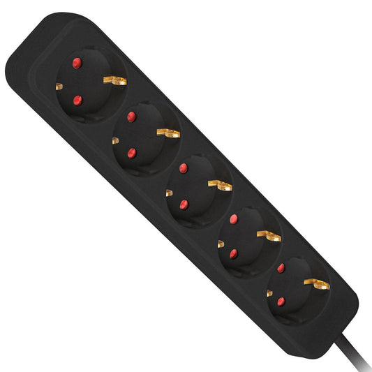 Regleta de 5 enchufes Schuko color negro 3 m de Lanberg PS0-05F-0300-BK