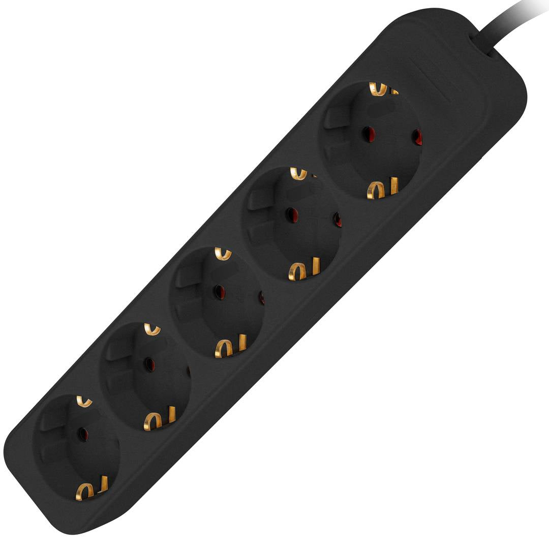 Regleta de 5 enchufes Schuko color negro 3 m de Lanberg PS0-05F-0300-BK