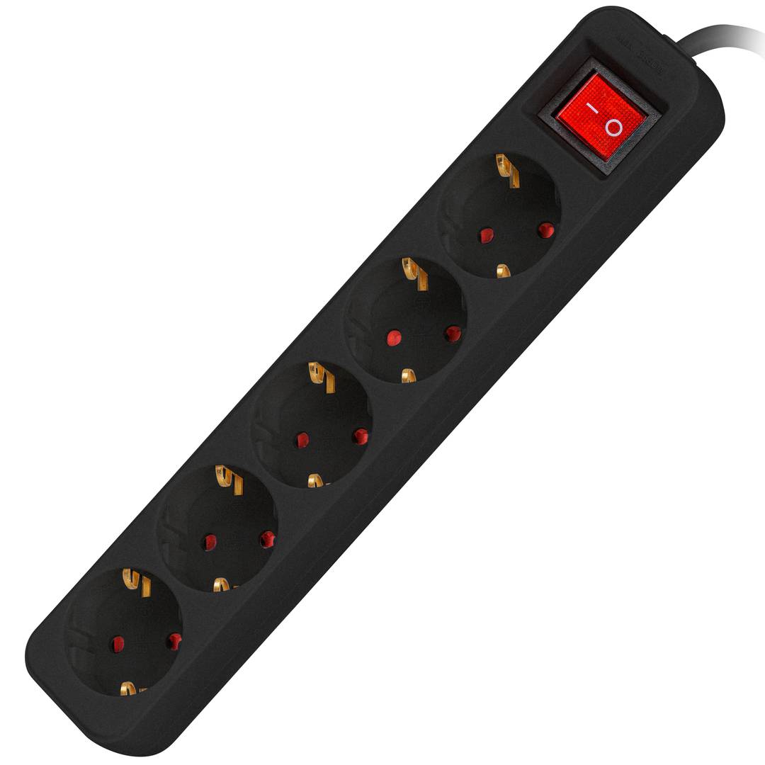 Regleta de 5 enchufes Schuko con interruptor de Lanberg color negro 1.5m