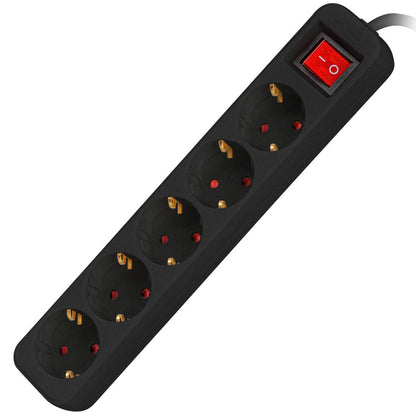 Regleta de 5 enchufes Schuko con interruptor de Lanberg color negro 1.5m