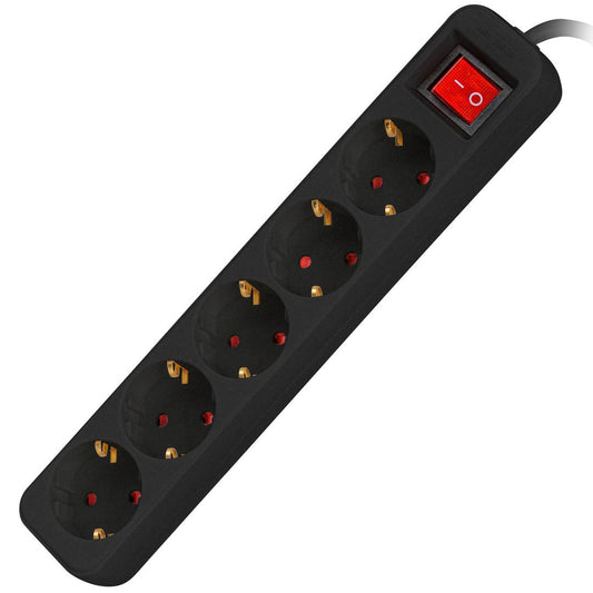 Regleta de 5 enchufes Schuko con interruptor de Lanberg color negro 1.5m