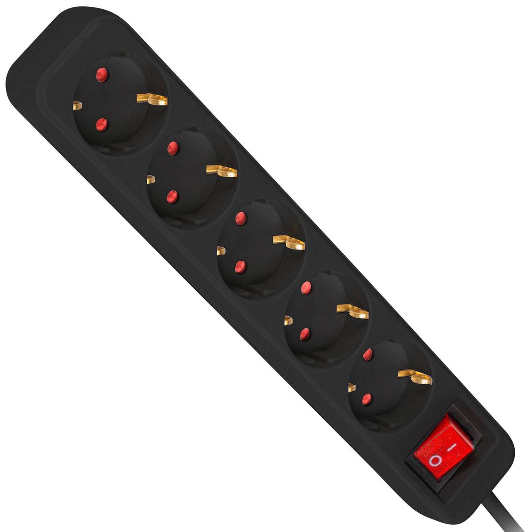 Regleta de 5 enchufes Schuko con interruptor de Lanberg color negro 1.5m