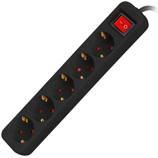 Regleta de 5 enchufes Schuko con interruptor de Lanberg color negro 3m