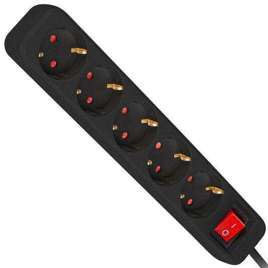 Regleta de 5 enchufes Schuko con interruptor de Lanberg color negro 3m