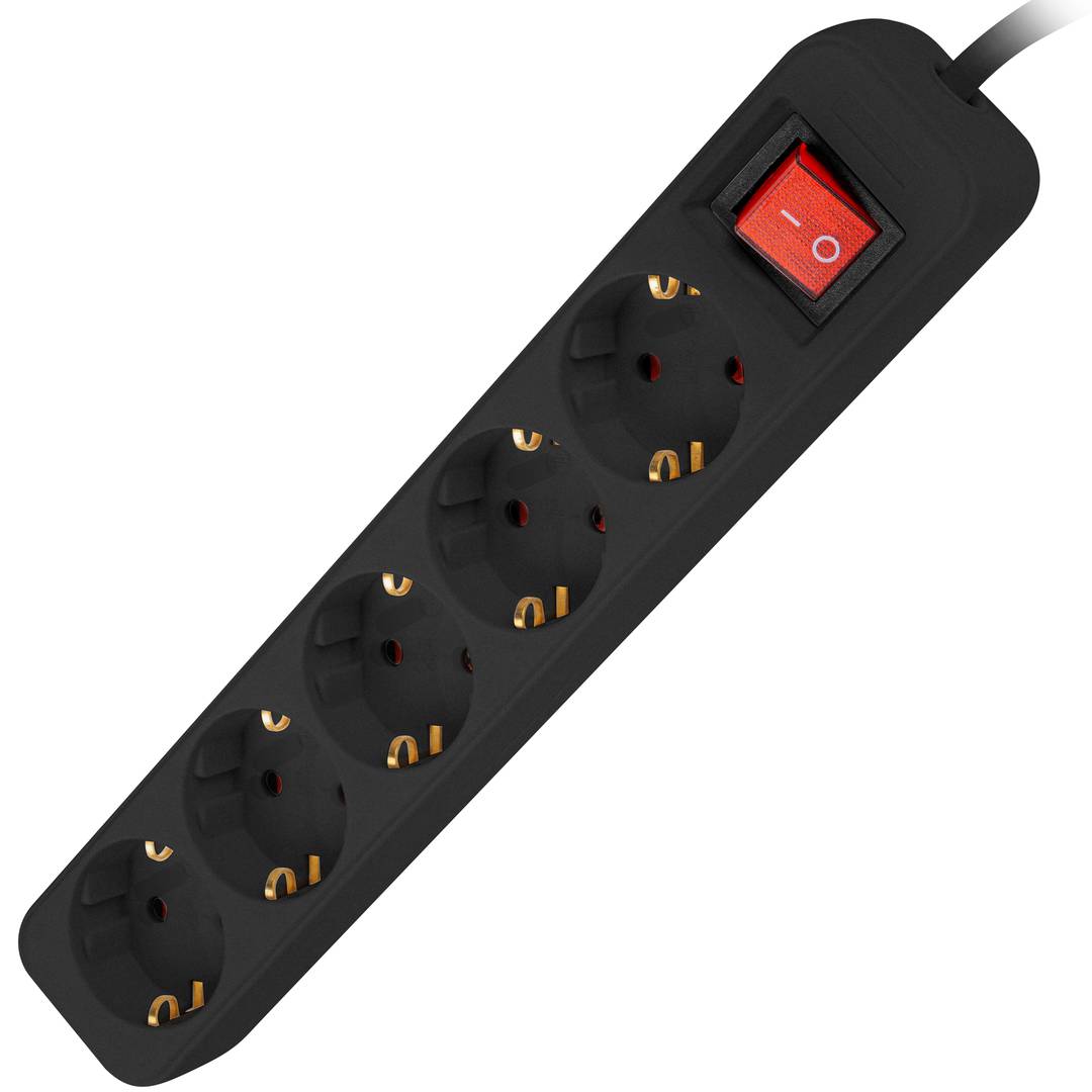 Regleta de 5 enchufes Schuko con interruptor de Lanberg color negro 3m