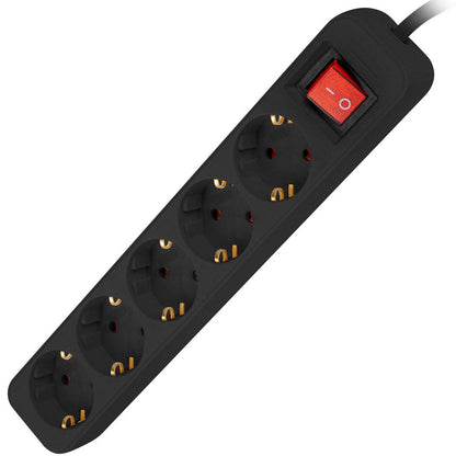 Regleta de 5 enchufes Schuko con interruptor de Lanberg color negro 3m