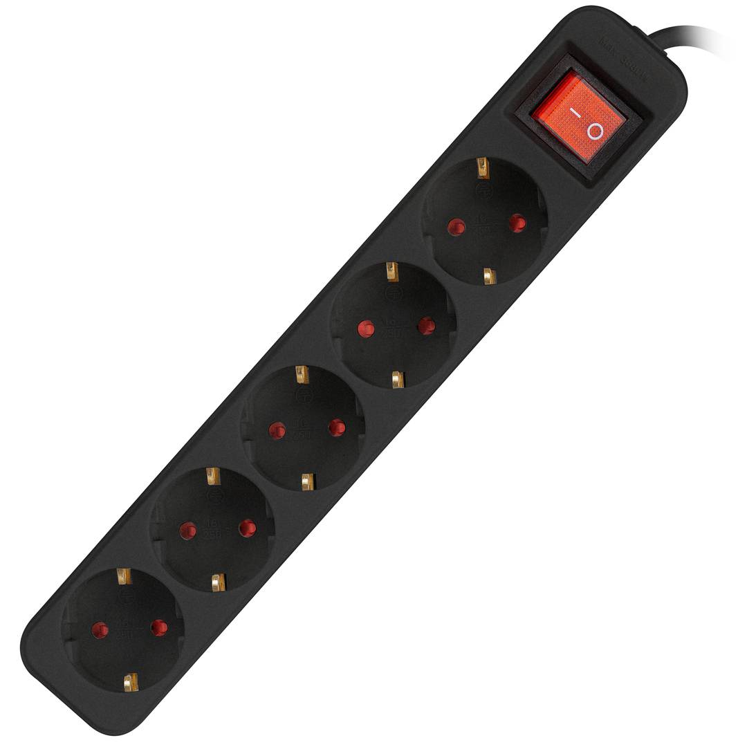 Regleta de 5 enchufes Schuko con interruptor de Lanberg color negro 3m