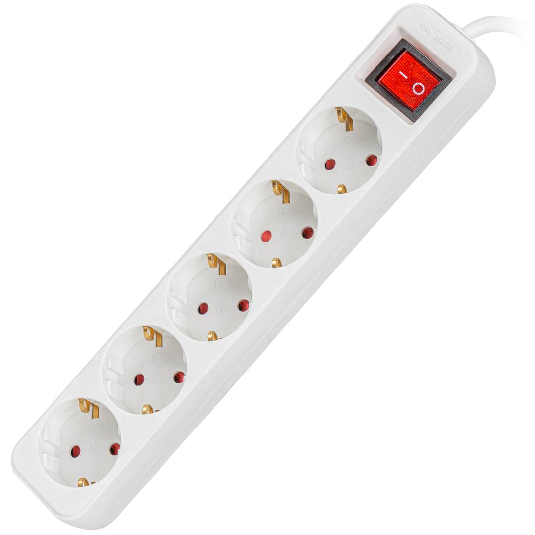 Regleta de 5 enchufes Schuko con interruptor de Lanberg color blanco 3m