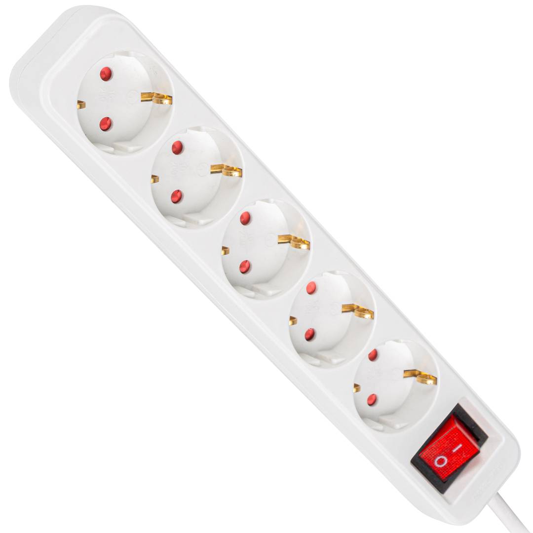 Regleta de 5 enchufes Schuko con interruptor de Lanberg color blanco 3m