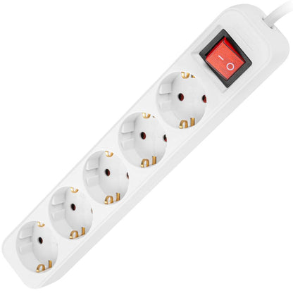 Regleta de 5 enchufes Schuko con interruptor de Lanberg color blanco 3m