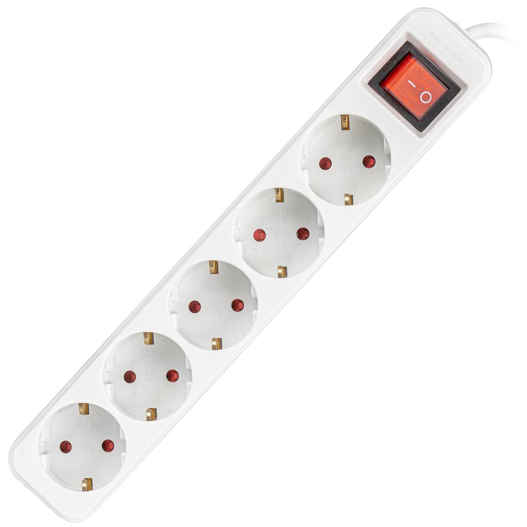 Regleta de 5 enchufes Schuko con interruptor de Lanberg color blanco 3m