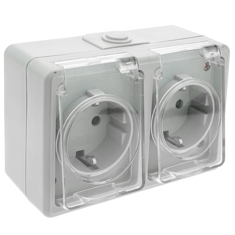 Base de superficie estanca IP54 16A 250V con doble schuko