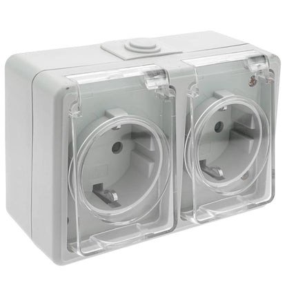 Base de superficie estanca IP54 16A 250V con doble schuko