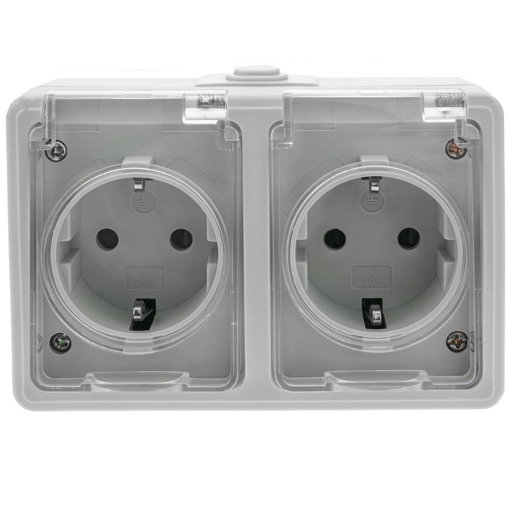 Base de superficie estanca IP54 16A 250V con doble schuko