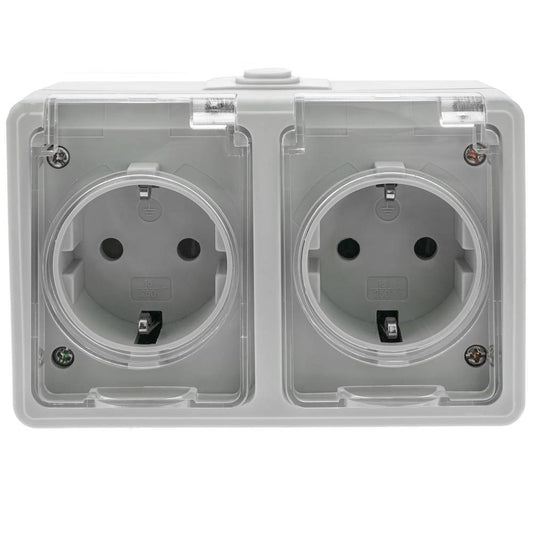 Base de superficie estanca IP54 16A 250V con doble schuko