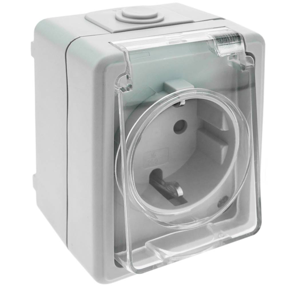 Base de superficie estanca IP54 16A 250V con schuko