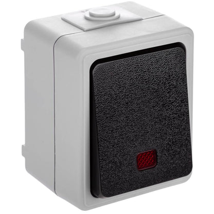 Base de superficie estanca IP54 10A 250V con un pulsador