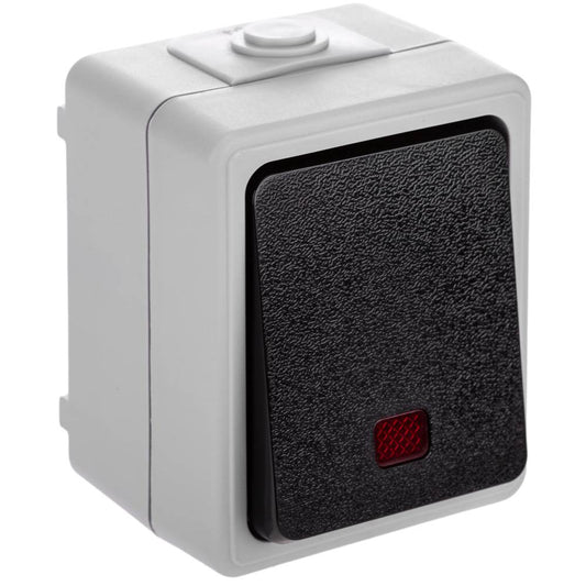 Base de superficie estanca IP54 10A 250V con un pulsador