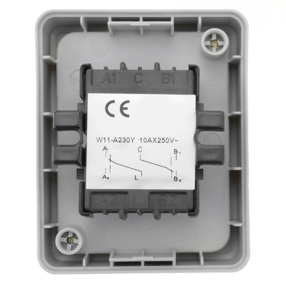 Base de superficie estanca IP54 10A 250V con 2 x interruptor conmutador