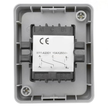 Base de superficie estanca IP54 10A 250V con 2 x interruptor conmutador