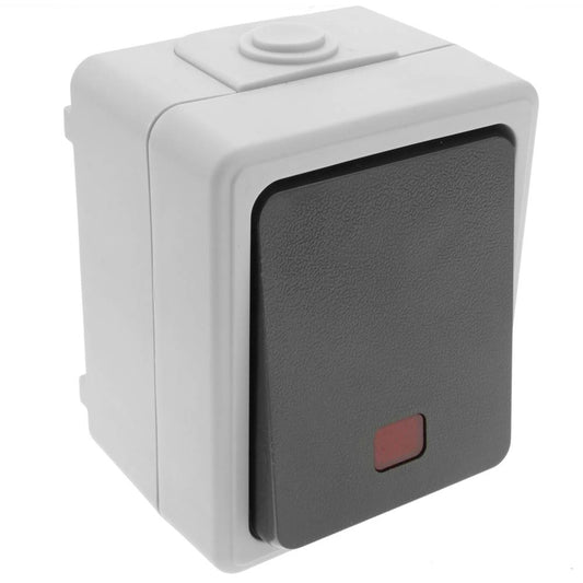 Base de superficie estanca IP54 10A 250V con interruptor conmutador LED