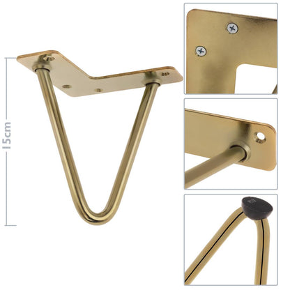 Pies para mesa y mueble Patas en acero 2 varillas 15 cm cobre 4-pack