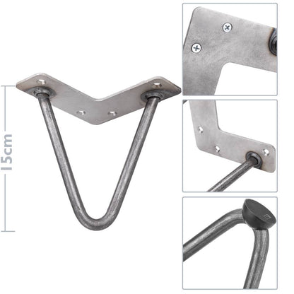 Pies para mesa y mueble estilo vintage Patas en acero 2 varillas 15 cm 4-pack