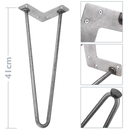Pies para mesa y mueble estilo vintage Patas en acero 2 varillas 41 cm 4-pack