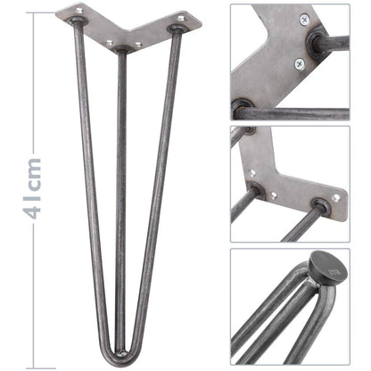 Pies para mesa y mueble estilo vintage Patas en acero 3 varillas 41 cm 4-pack