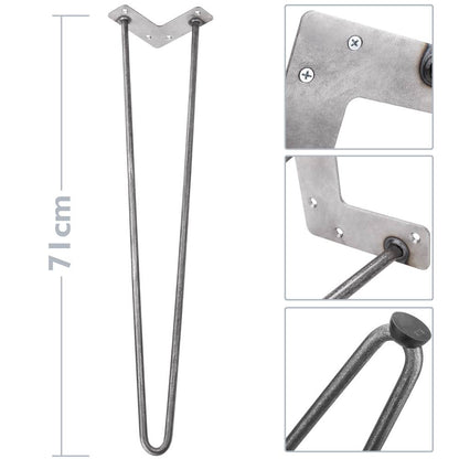 Pies para mesa y mueble estilo vintage Patas en acero 2 varillas 71 cm 4-pack