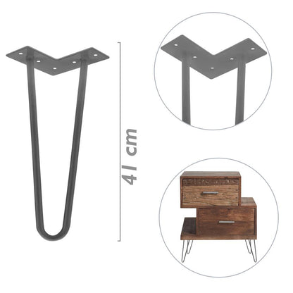 Pies para mesa y mueble Patas en acero 2 varillas 41 cm 4-pack