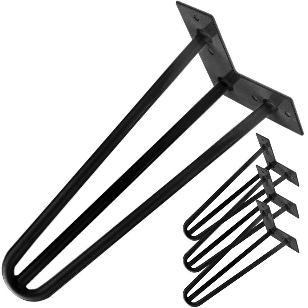 Pies para mesa y mueble Patas en acero 3 varillas 41 cm negro 4-pack