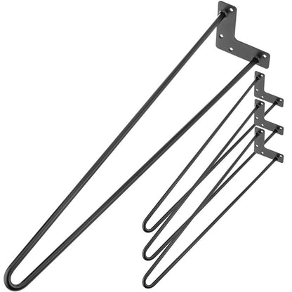 Pies para mesa y mueble Patas en acero 2 varillas 71 cm negro 4-pack