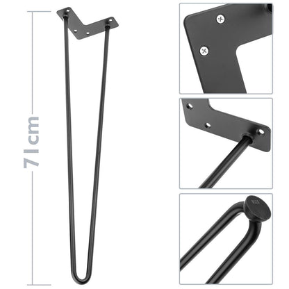 Pies para mesa y mueble Patas en acero 2 varillas 71 cm negro 4-pack
