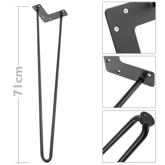 Pies para mesa y mueble Patas en acero 2 varillas 71 cm negro 4-pack