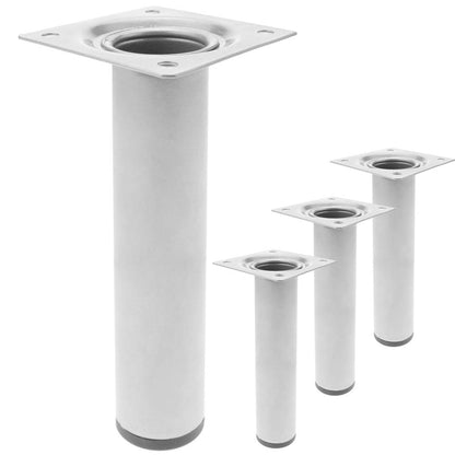 Pies redondos para mesa y mueble. Patas en acero gris de 25cm 4-pack