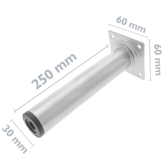 Pies redondos para mesa y mueble. Patas en acero gris de 25cm 4-pack